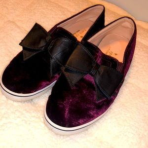 Kate Spade Burgundy Velvet Slides with Bow